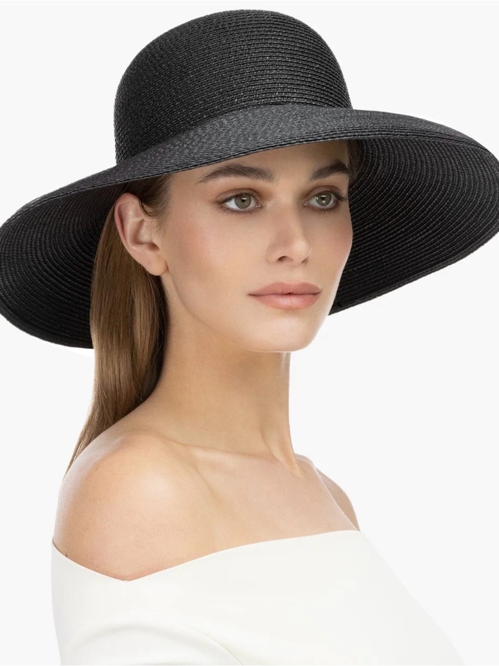 Hampton Straw Packable Black Wide-Brim Sun Hat by Eric Javits - Picture 4 of 10